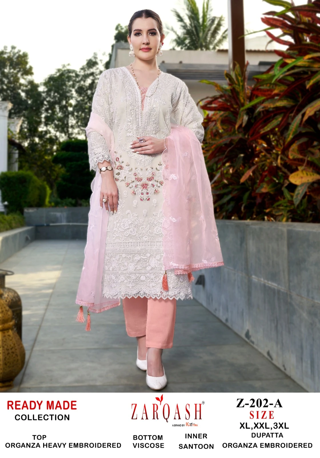 Zarqash D. No 202 Organza Wholesale Pakistani Readymade Salwar Suit Catalog — Wholesale Salwar Suits, MPA wholesale from Surat - Gallery Image 4